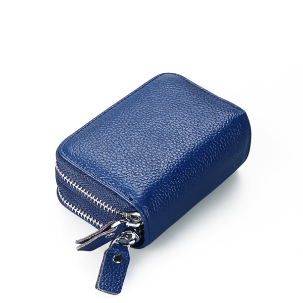 Anti-magnetisk førstelags okselædertaske, stor udgave møntpung-jbk Blue