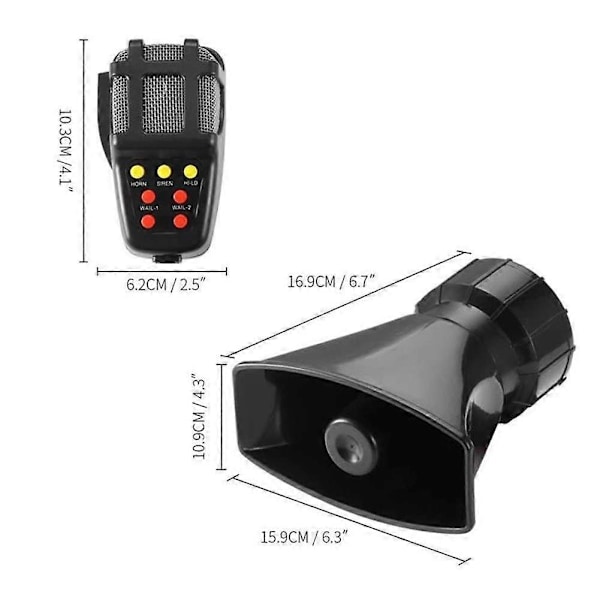 Universaali moottoripyörän auton hälytysääni 7 äänen torvi 12V 100W poliisisireenitorvi kaiutin (musta)