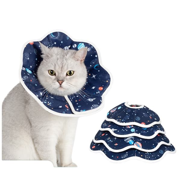 Waterproof Planet Pattern Cat Protective Collar - Anti-lick & Foldable Pet Neck Collar M