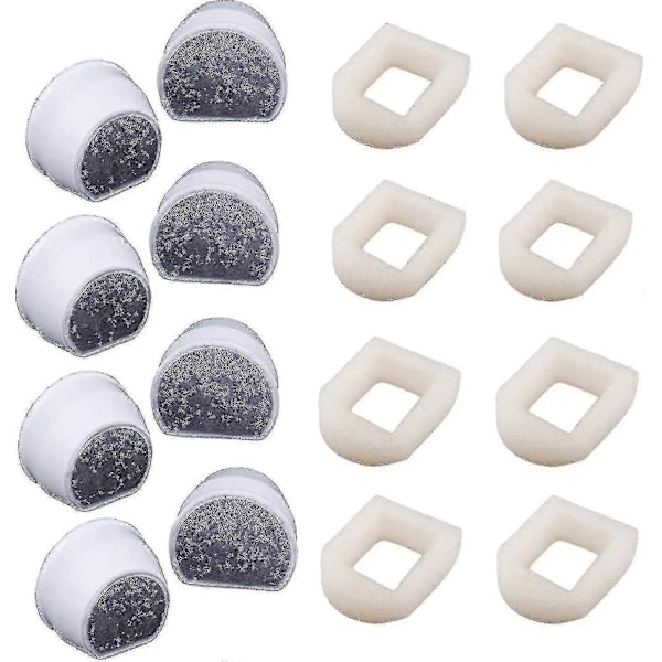 Nya 16-pack skumförfilter och kolfilter kompatibla med Petsafe Drinkwell Fountain Inox 360 Avalon snabb