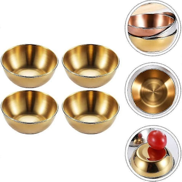 4 stk. Mini runde skåle i rustfrit stål til husholdningsbrug (guld)