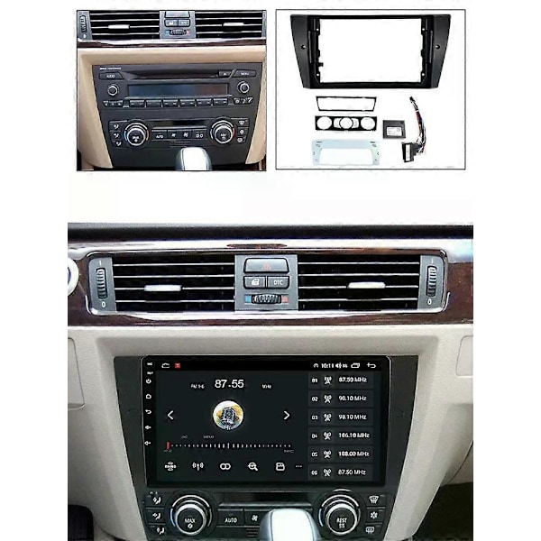 9 tommer Bilradio Ramme Fascia Canbus Boks Adapter Decoder Monteringspanel Kit kompatibel til B-M-W E90 E91 E92 E93 M3 3 Serie Android Dash Kabel