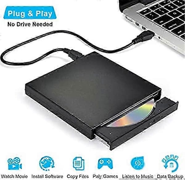 Extern CD DVD-enhet, USB 2.0 Slim Portabel Extern CD-RW-enhet