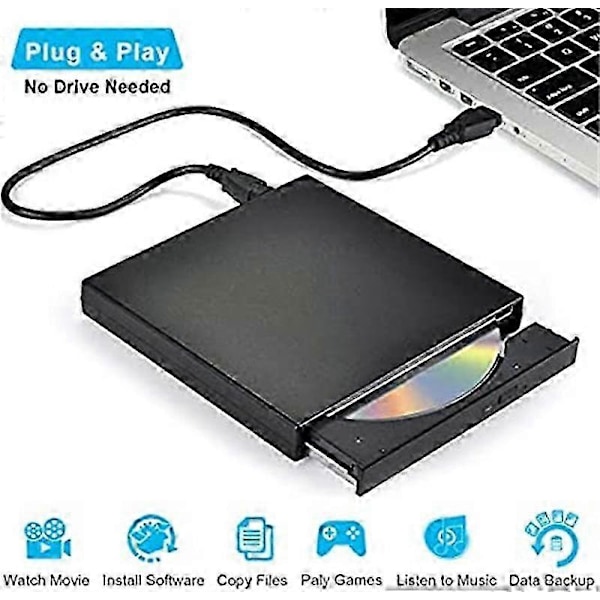Ulkoinen CD DVD -asema, USB 2.0 Slim kannettava ulkoinen CD-RW -asema