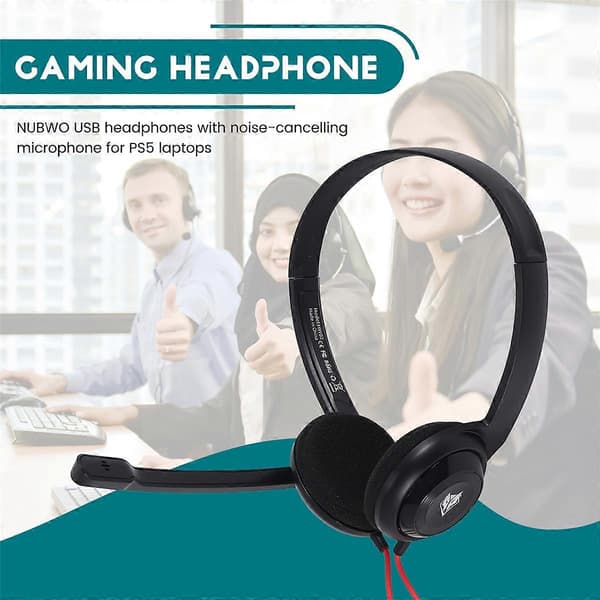 USB-headset med støjreducerende mikrofon til bærbar computer, on-ear kablet kontoropkaldscenter H