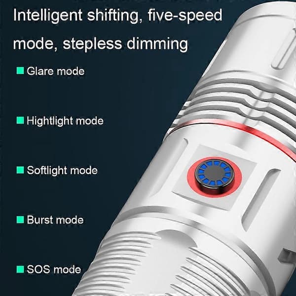 Valkoinen ulkokäyttöön tarkoitettu laser teleskooppinen zoom-taskulamppu