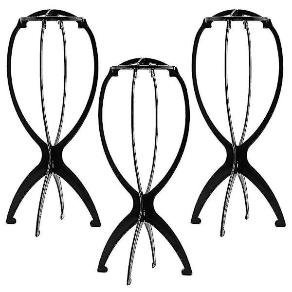 3 st Perukhållare, Hopfällbara Perukställ, 35 cm (Svart) #jlf