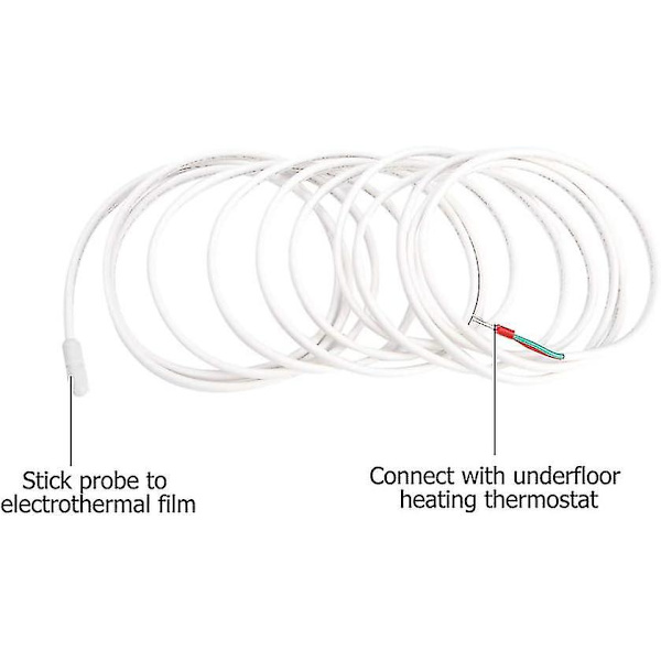 Golvtemperatursensor, golvvärmesensor temperaturprob, 3 meter golvtemperatursensor probkabel golvvärmetermostat Acc