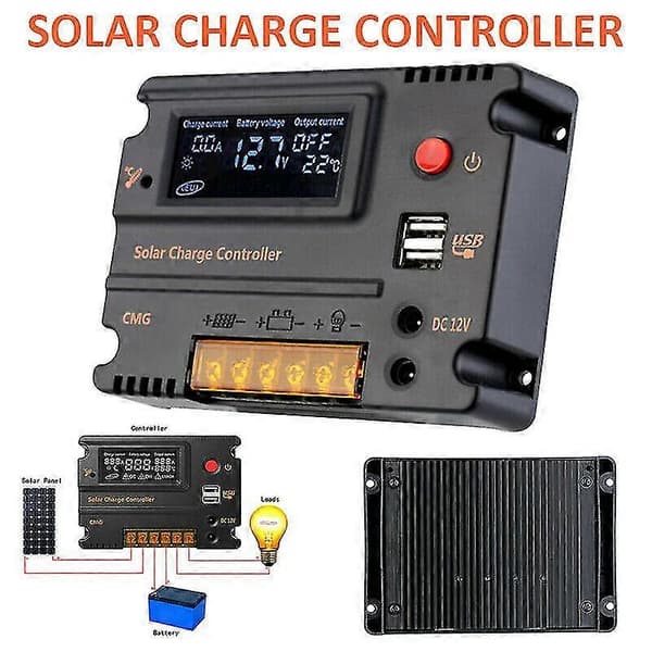 Solar Controller 20a Mppt 12v Pv Solpanel Batteriladdare Regulator Lcd-display