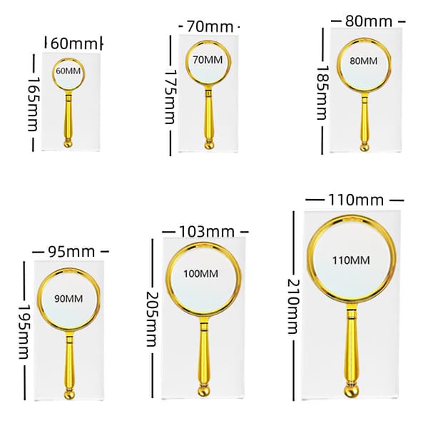 Gold-plated round handle magnifying glass 11 cm