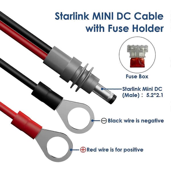 For Starlink Mini Strømkabel Vanntett Forlengelse 14AWG Ledninger B
