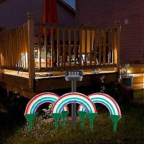 3 stk. Utendørs Solcellehage Lysstake LED Regnbue Stilys Lampe Bd xi