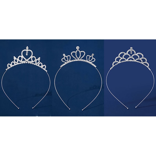 3-pack flickor Rhinestone Crown Princess Tiaras Crown Pannband för födelsedagar Bröllopsfester