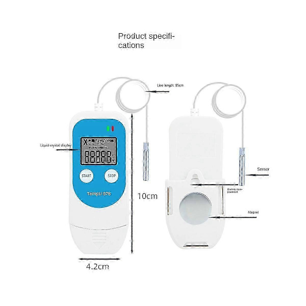 TempU 07B Temperatur-/Luftfuktighetslogger Digital USB-data Termometer Hygrometer för Kylskåp St