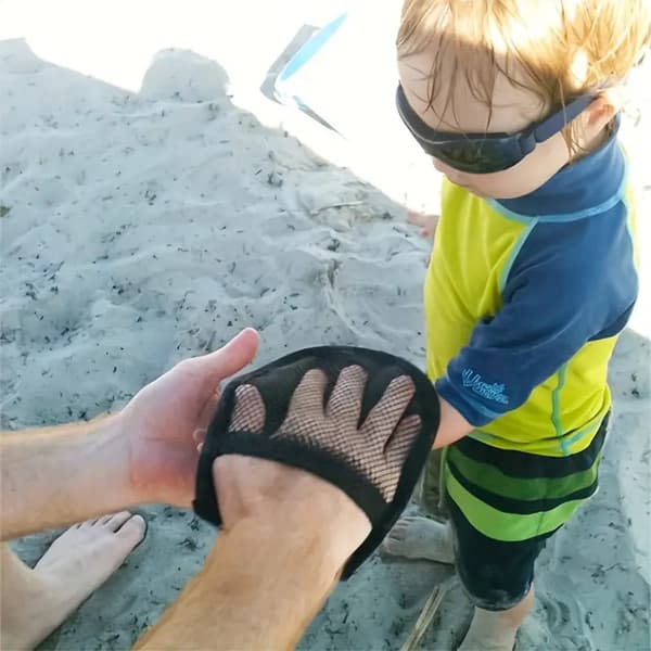Strandsandfjerningshanske - Myk sandsrubber i polyester rosa
