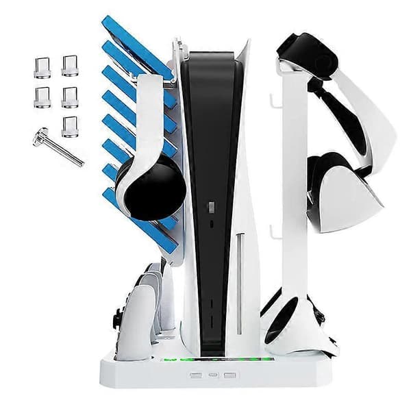 Til PS VR2 med køleventilator, VR-opladningsdisplaystand med headset- og spilopbevaringsholder