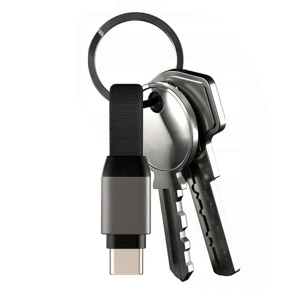 Magnetisk kabel iPhone Lightning / USB-C nøglering kompakt 9,7 cm, grå