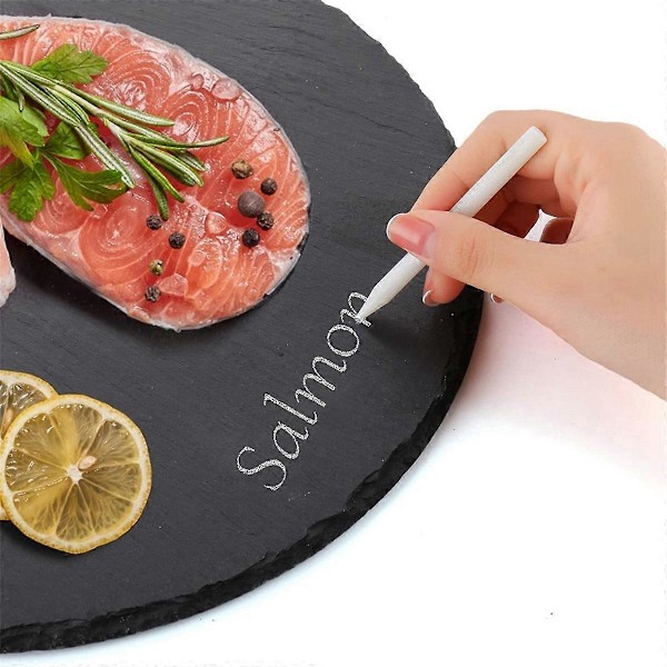 Skifer Rundt Ostebrett, Natursteinbrett for Servering av Ost, Charcuterie, Sushi, Appetizers, og