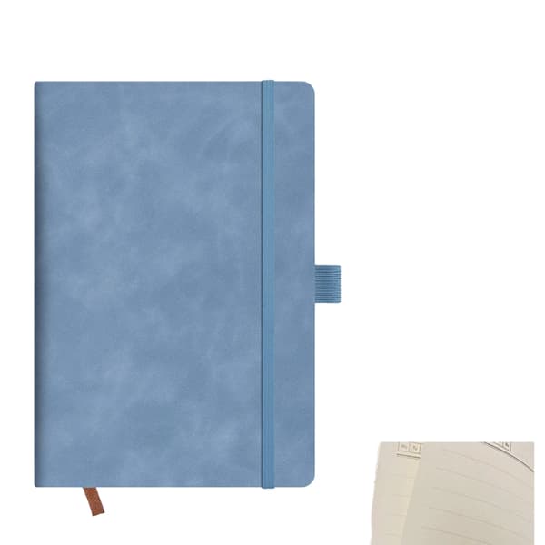 Notesbog - A5 - Hardcover - Notesblok - A5 [Spiralindbinding] Blødt, hudvenligt lammeskindslæder, lyseblå - Én notesbog
