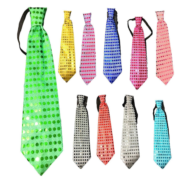 LED-ljus slips med prickmönster, knappbatteridriven, för män och kvinnor, färgglada paljetter, lysande slips för fester, nattklubbar, accessoarer - FÄRG: Silver