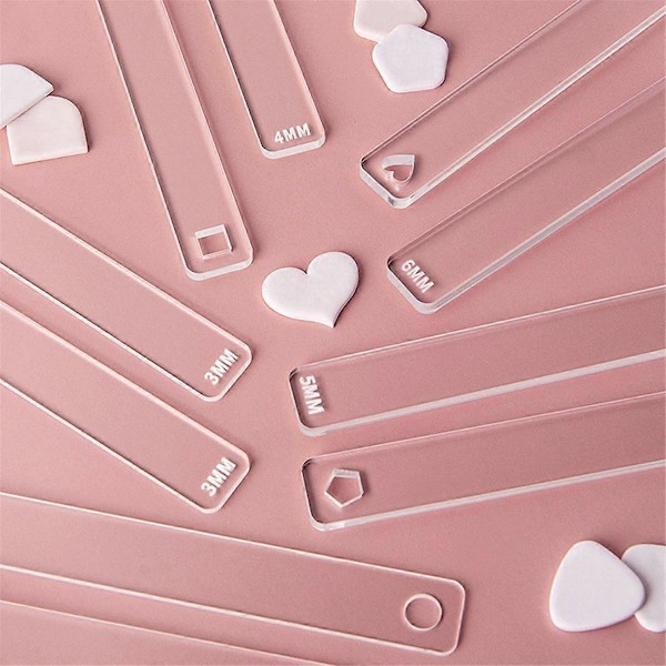 10 stk./sæt Ler Lineal Akryl Blød Keramik Polymer Ler Tykkelse Lineal Rulle Guide Skinne DIY Ørering