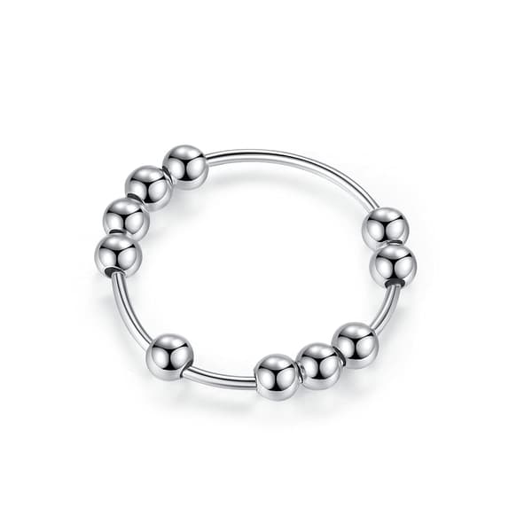 Antistressring med 10 roterende perler kobber sølv 20,5 mm