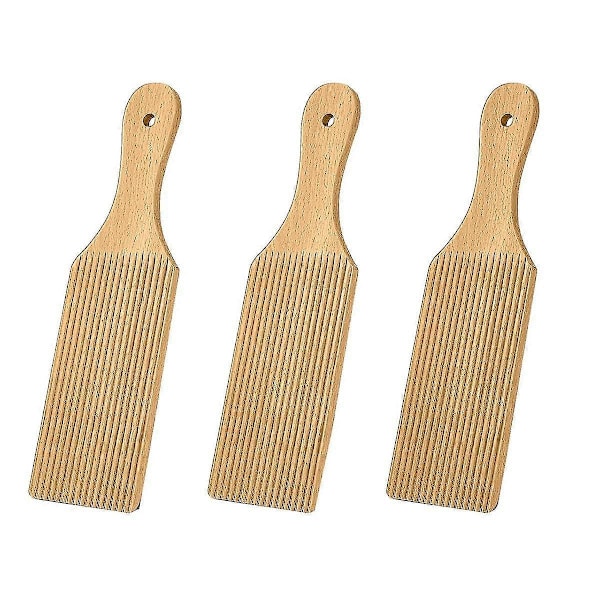 3 stk. Gnocchi Boards og Træsmørpadler til Rulning af Dej 23,1 x 7,1 cm Gnocchi Paddle Pasta Fremstillingsværktøj Rulle