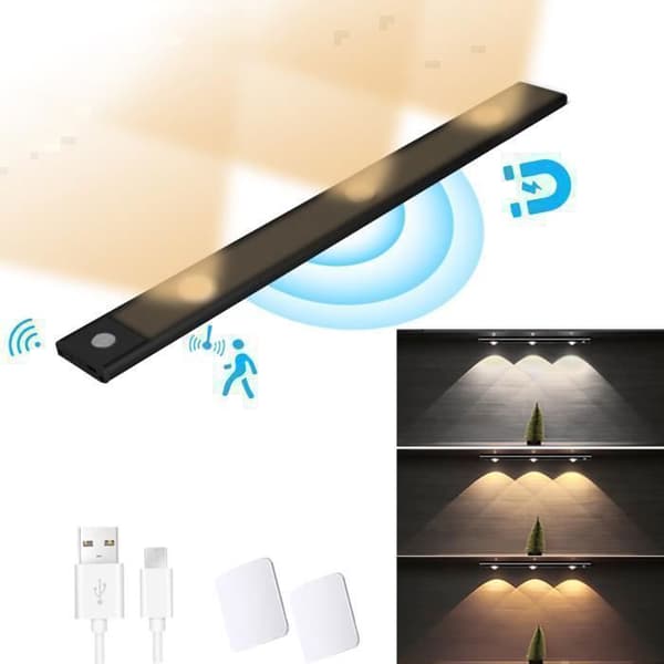 Möbelbelysning - 40 cm - Rörelsesensor - USB-laddning - Indirekt belysning - Ultratunn [Trefärgad variation]