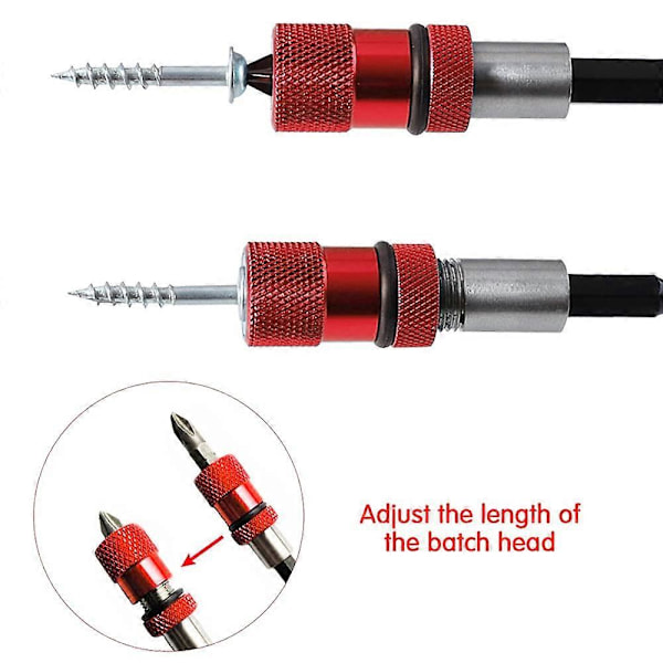 2 Pakk Justerbar Skruedybde Skrutrekker Magnetisk Stål Skrutrekker Gipsbor 1/4\" Hex Skaft med S2 Phillips 2 Driverbits