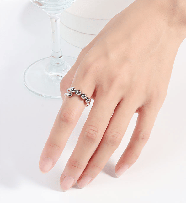 Anti-stress ring justerbar koppar silver Silver