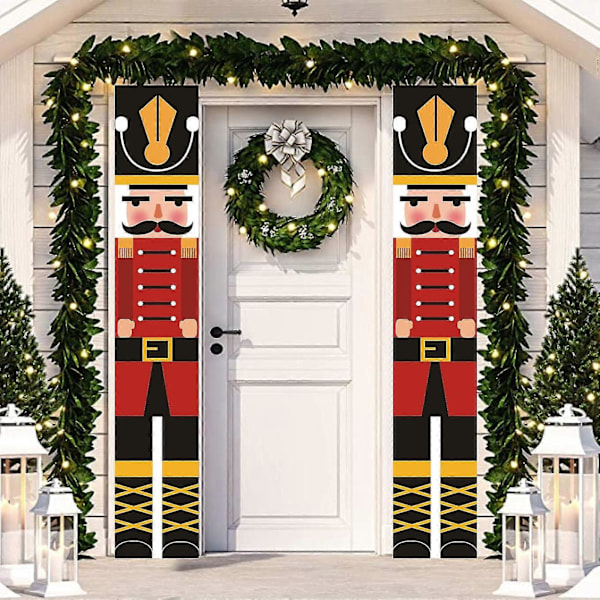 1 Par Soldat Nötknäppare Modell Banners Utomhus Juldekorationer Nötknäppare Soldatfigurer för Ytterdörr Veranda Vägg Högtidsfest Juldekor