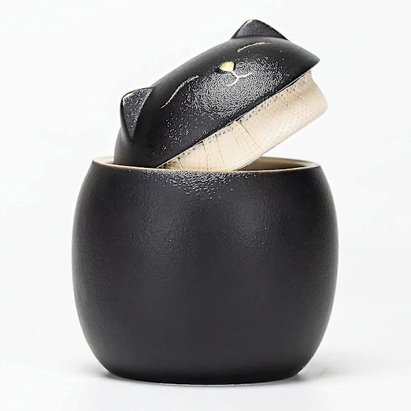 Katteurne for katteaske, minneurne for kjæledyr, katter, svart katteurne 7,6 cm x 7,6 cm (svart) #yg