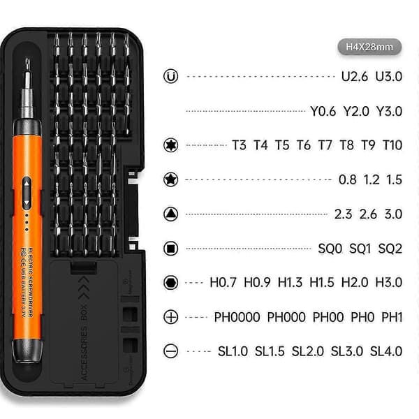 Elektrisk skruvmejselset Precision Power Tool Kit Laddningsbart Trådlöst Mini Små Bits För Mobil Cell Dator Orange