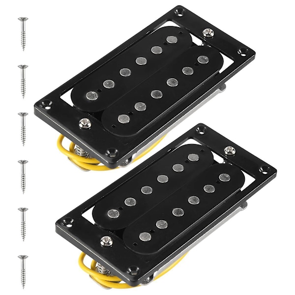 2 stk. (1 sæt) Sorte Humbucker Dobbelt Spoler Elektrisk Guitar Pickups + Rammeskrue