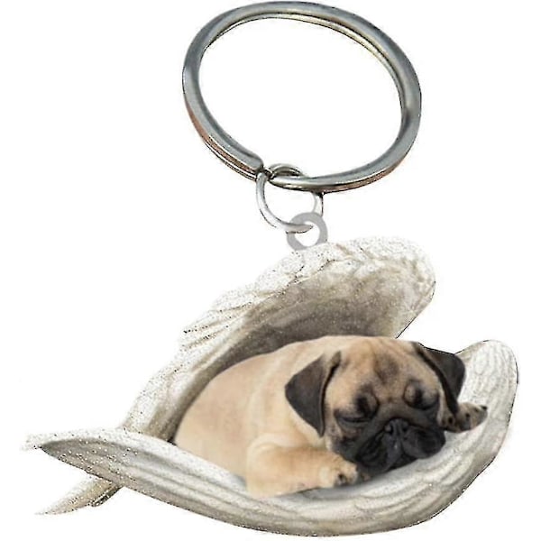 2 st Angel Sovande Hund Akryl Nyckelringar Hängsmycken Heminredning Prydnader Kontorsmaterial Presenter A-FÄRG: Pug