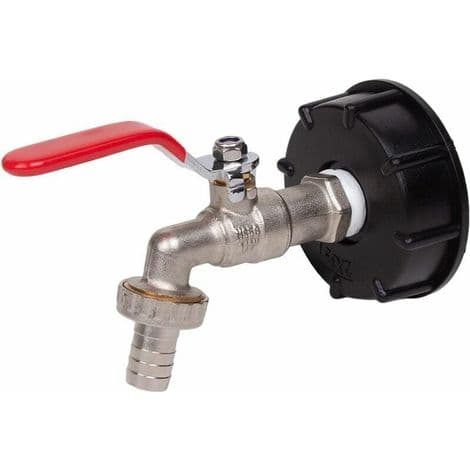 1000L Tankkran Regnvannsoppsamlingskran, IBC Vanntankadapter 1/2\" Dobbel Regnvannsoppsamlingskran, Messingkran av PP 60mm Grovgjenge (2)