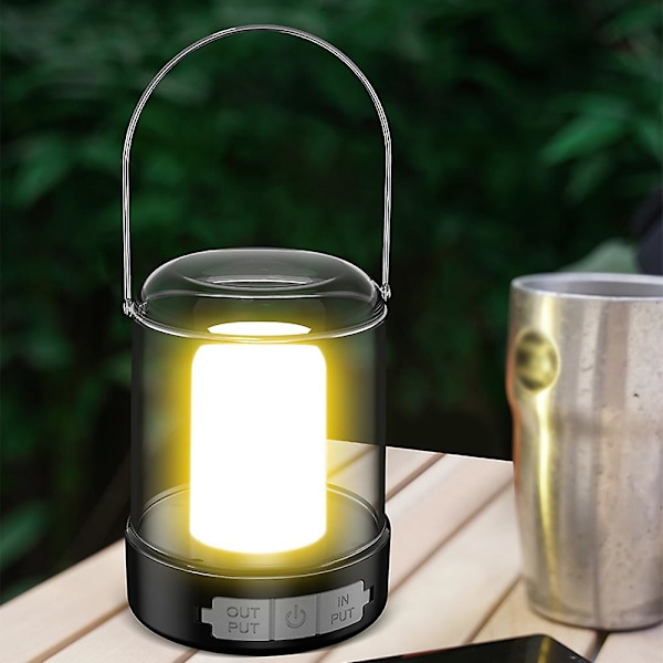 LED Campinglampa USB Laddningsbar Campinglykta Bärbar Tältlampa Vattentät Powerbank Med 3 Ljuslägen Steglös Dämpning För Camping Vandring