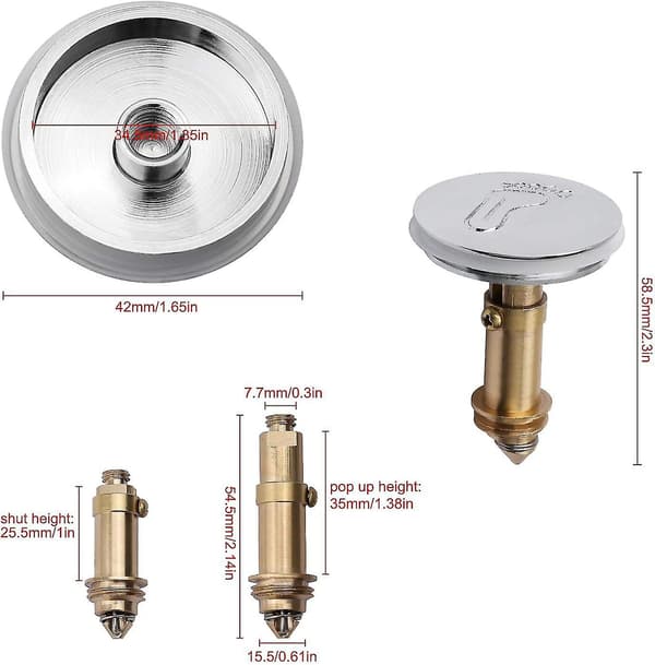 Pop-up Avløp For Bad - Avfallsavløp For Massasjebad, Jacuzzi, Solid Messing Krom - 43 Mm Ternel