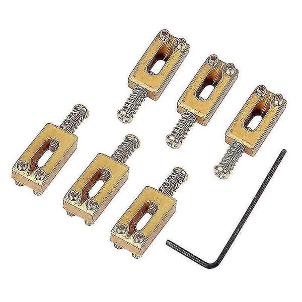 6 st gitarrstall sadlar mässingsblock tärning telecaster stall med skiftnyckel för elgitarr 30x11x6mm