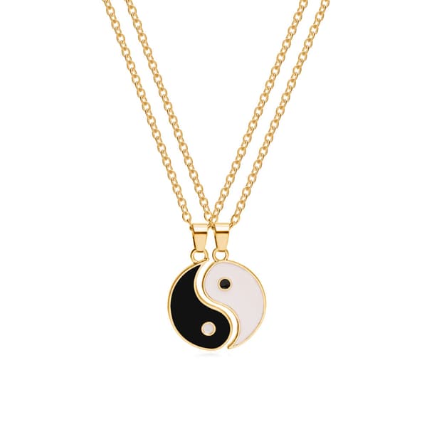 Yin Yang parhalskæde med matchende vedhæng Guld 2 stk