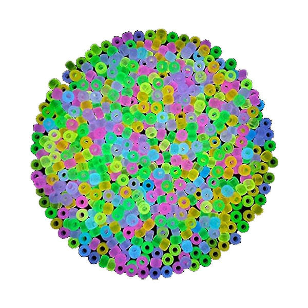 1900 stk. Selvlysende Perler Miks 9 Farger Selvlysende Perler Lysende Perler Bulk Akryl Hårperler Plastperler