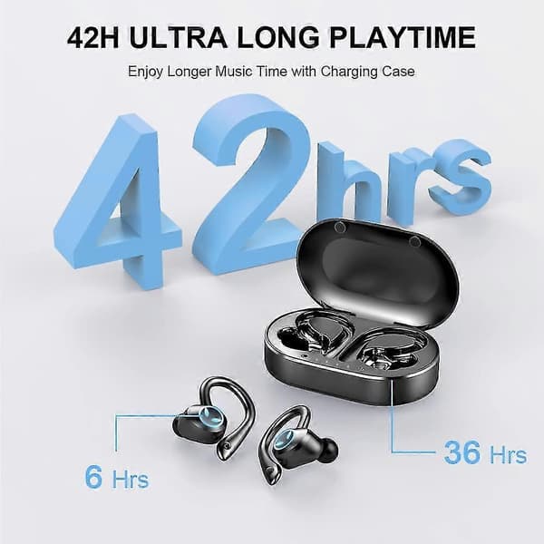 Sport Bluetooth Øretelefoner, Bluetooth 5.1 Headset, Trådløse Ørepropper Ipx7 X