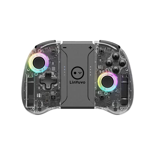 Transparent Joypad til Switch, 6-Akset Trådløs Induktionscontroller, Justerbar Gamepad