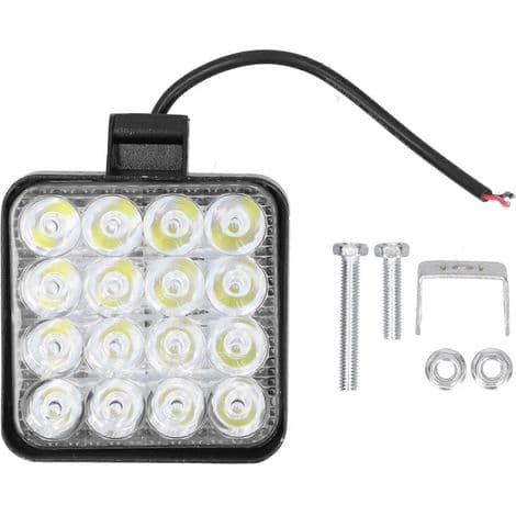 48W LED arbeidslys 2000LM 6000K Firkantet Hvitt Flomlys IP68 Vanntett Universelt
