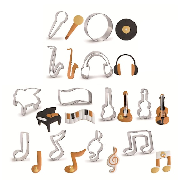 Musikknoter og Instrument Kakeform Kjeksutstikker Rustfritt Stål Materiale