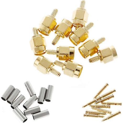 10 Stykker RF SMA Han Crimp-stik til RG174 RG316 Kabel LMR100
