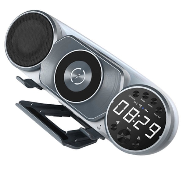 Trådlös Laddning Bluetooth Högtalare FM Radio TF AUX USB Handsfree Väckarklocka Dekoration Ambient Li