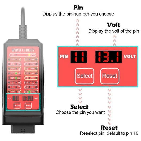 WOYO CTB007 OBD Breakout Box CAN Test Box Bil OBD Breakout Box Diagnostiske værktøjer OBD2 Tester til 16 P