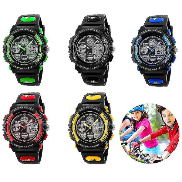 2024 Barneklokker Gutter Digital Outdoor Sports Watch Multifunksjon Vanntett Digital Watch With Led Light NewBlack