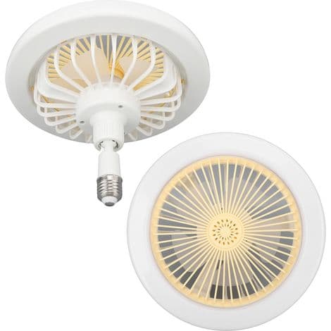Stille 30W loftventilator, 25 cm (9,8 tommer), med LED-belysning E27, 86-265V.